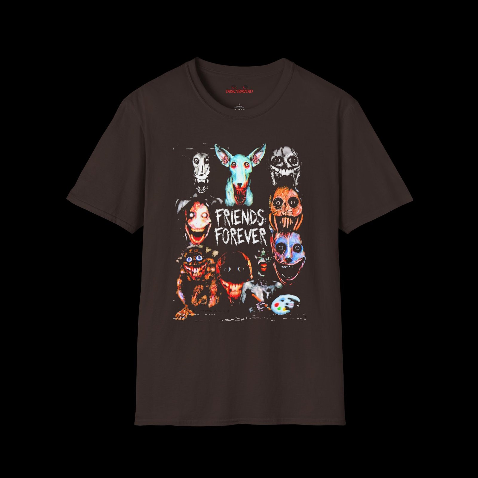 Friends Forever T-Shirt, Analog Horror Graphic Tee, Creepy Monster Shirt, Weirdcore Horror Tee, Dark Aesthetic Horror Gift - Image 2