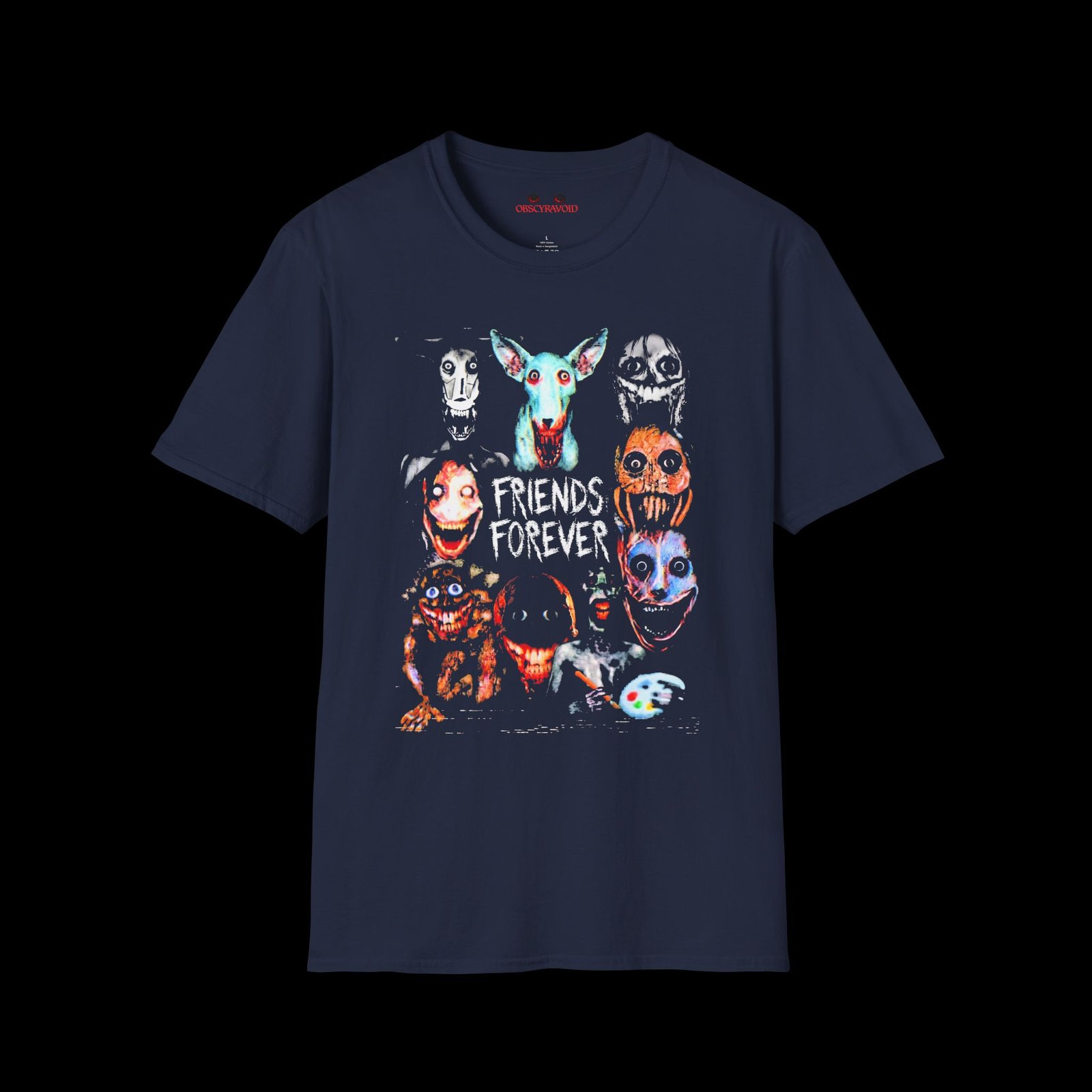 Friends Forever T-Shirt, Analog Horror Graphic Tee, Creepy Monster Shirt, Weirdcore Horror Tee, Dark Aesthetic Horror Gift - Image 3