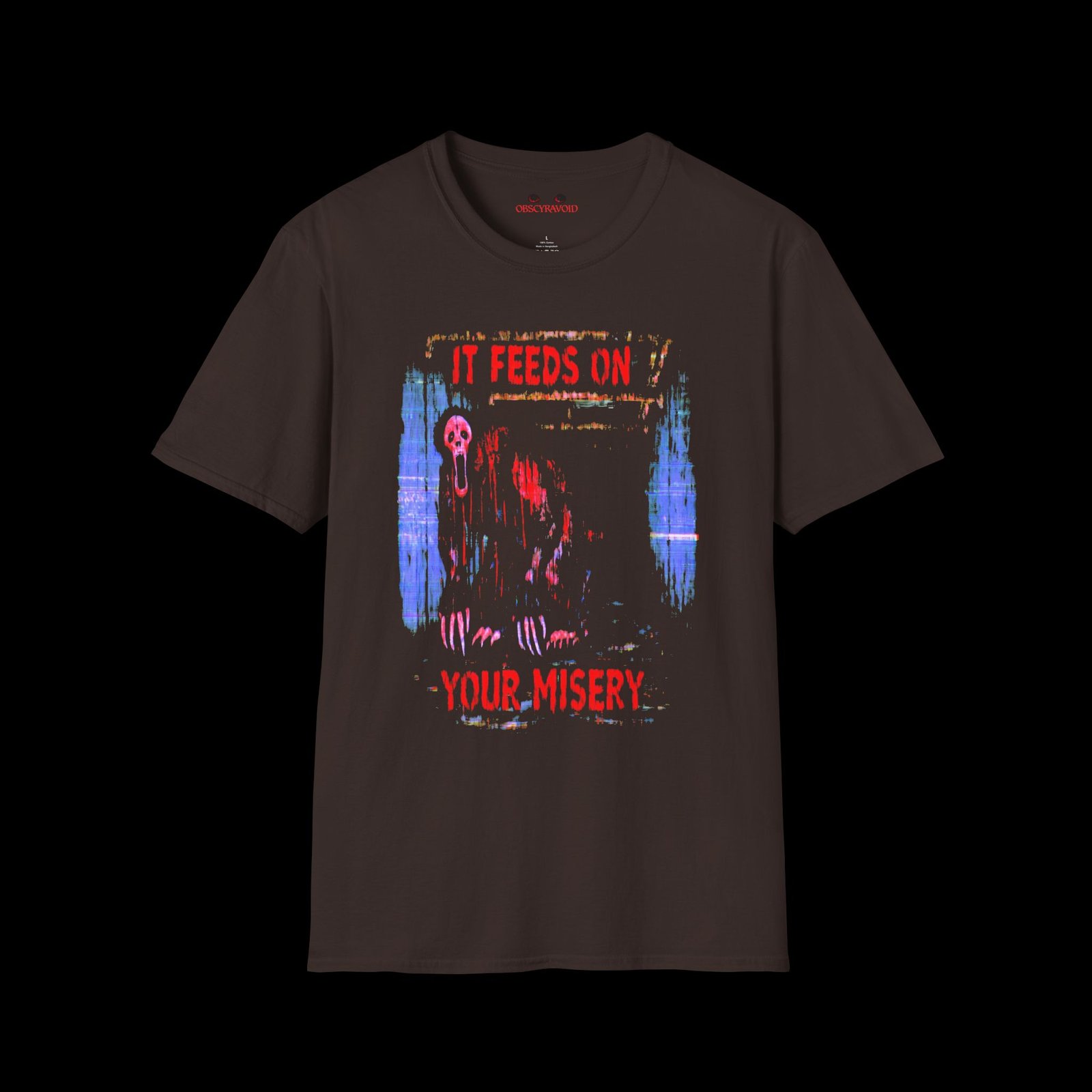 It Feeds on Your Misery Analog Horror T-Shirt - Image 2